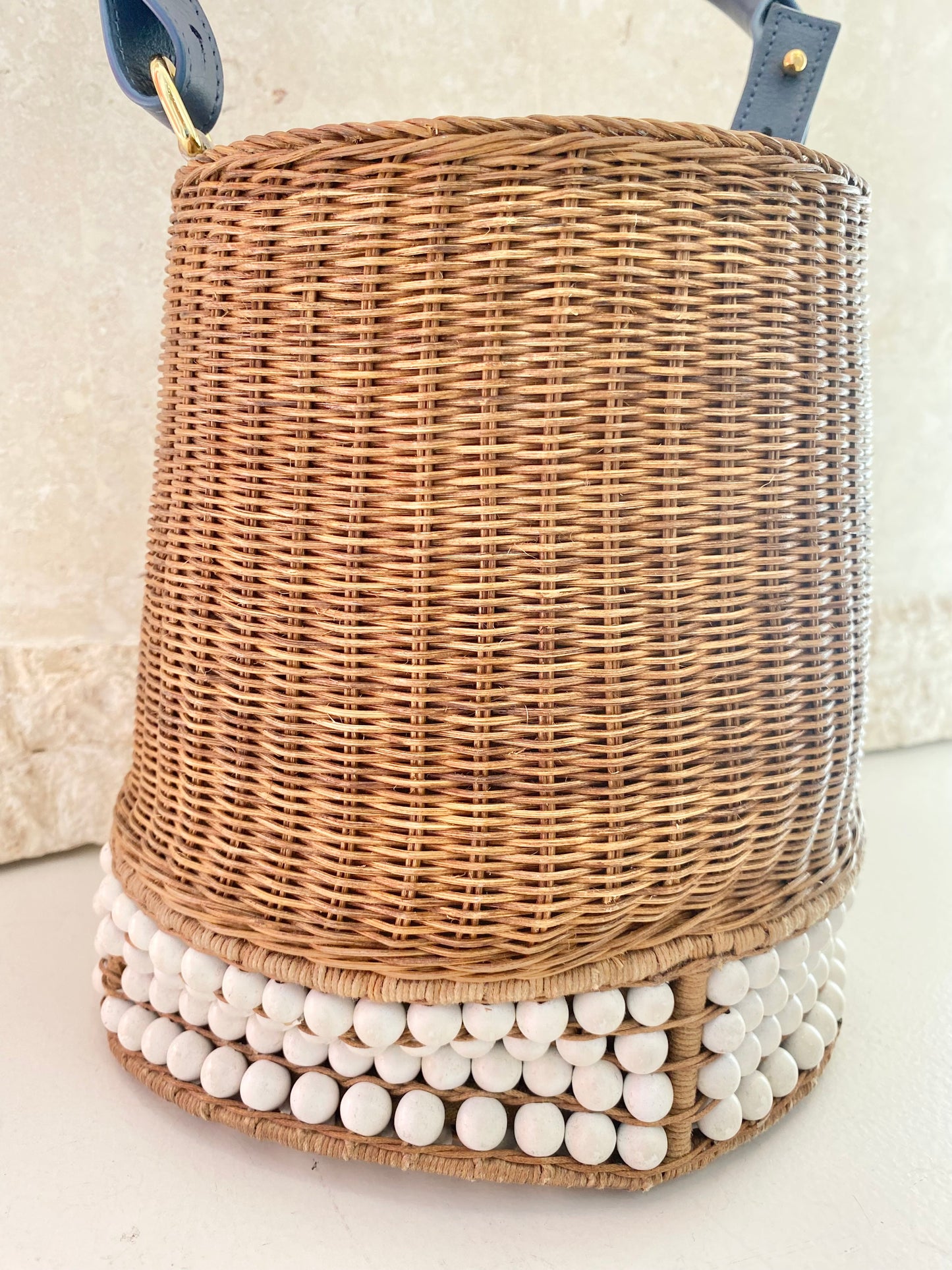 Lucy Folk Beaded Wicker Bag