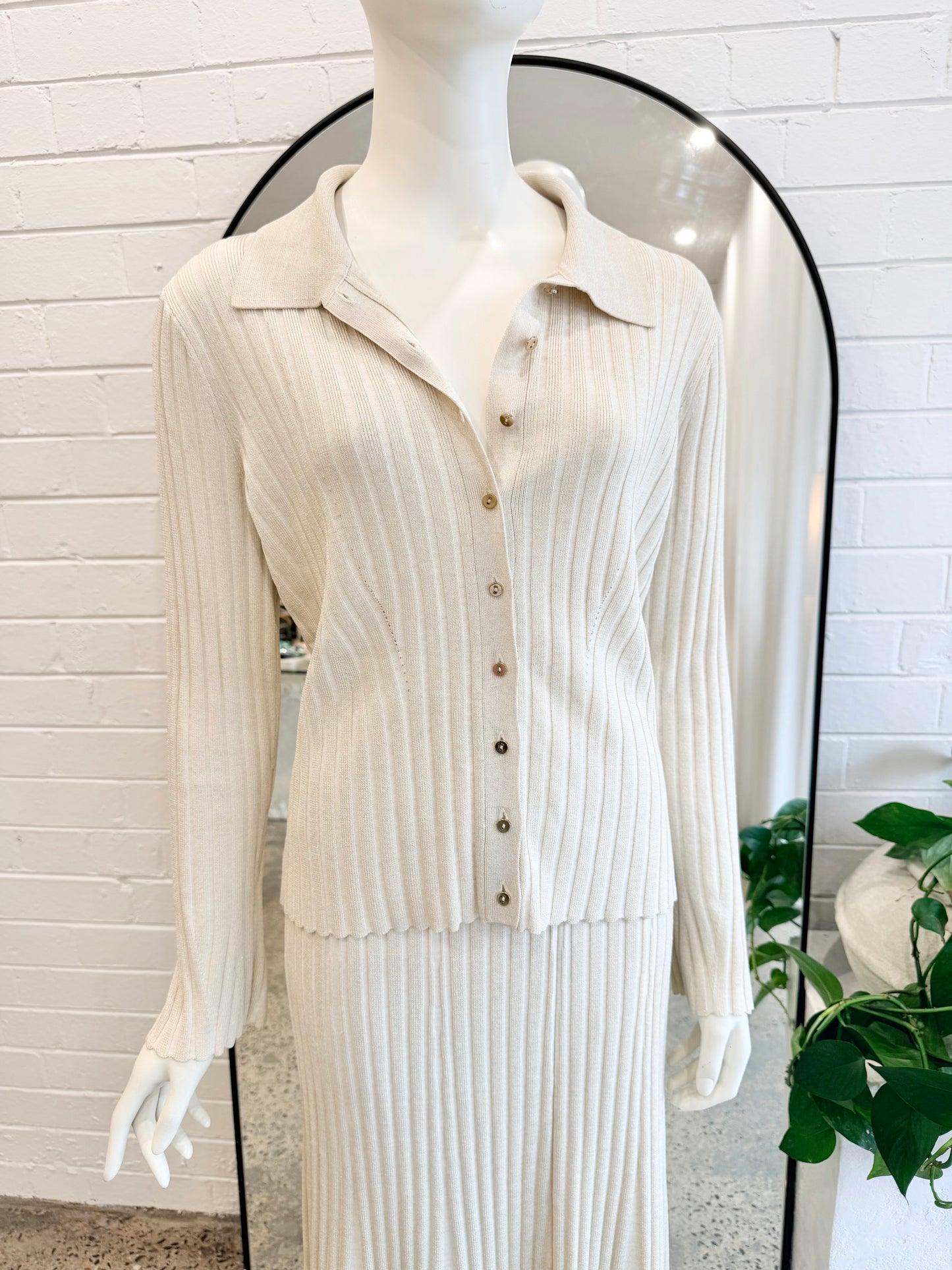 David Lawrence Beige Eula Sparkle Knit Top - Size M (10 - 12)