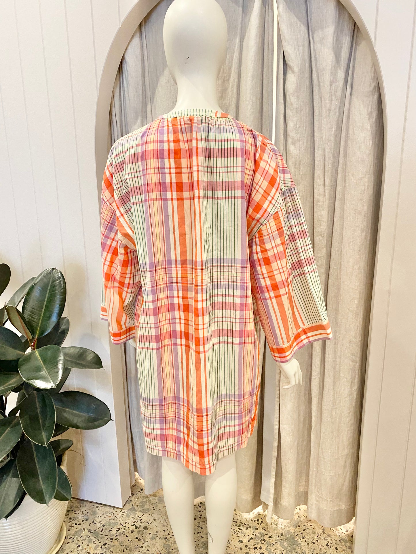 Oroton Check Shirt Dress - Size 14