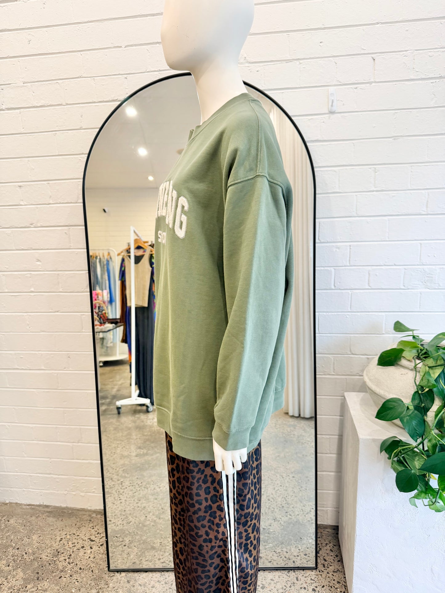Anine Bing Sage Green Tyler Sweatshirt - Size M (12 - 14)