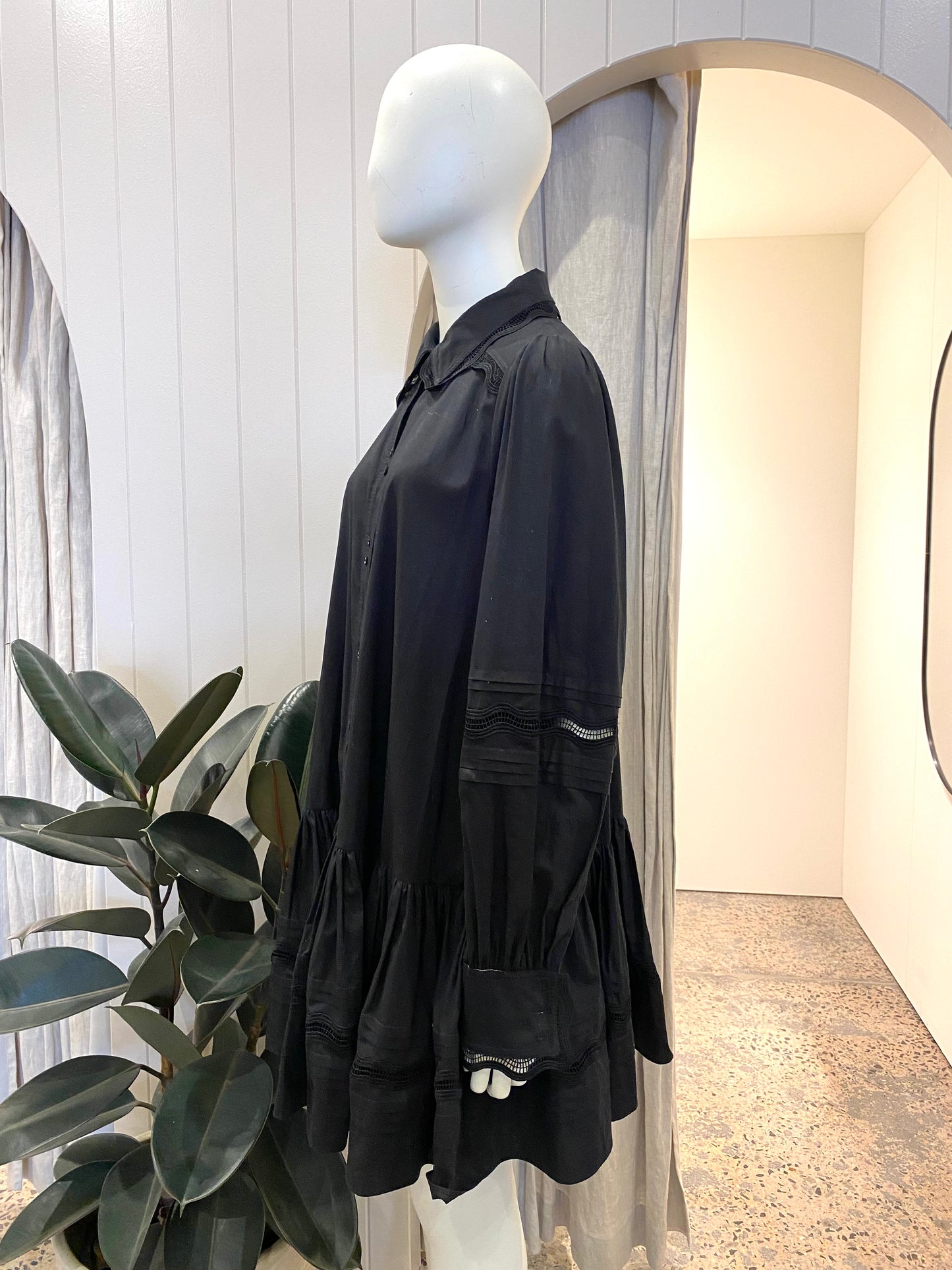 AJE Reva Wave Mini Dress in Black - Size 12
