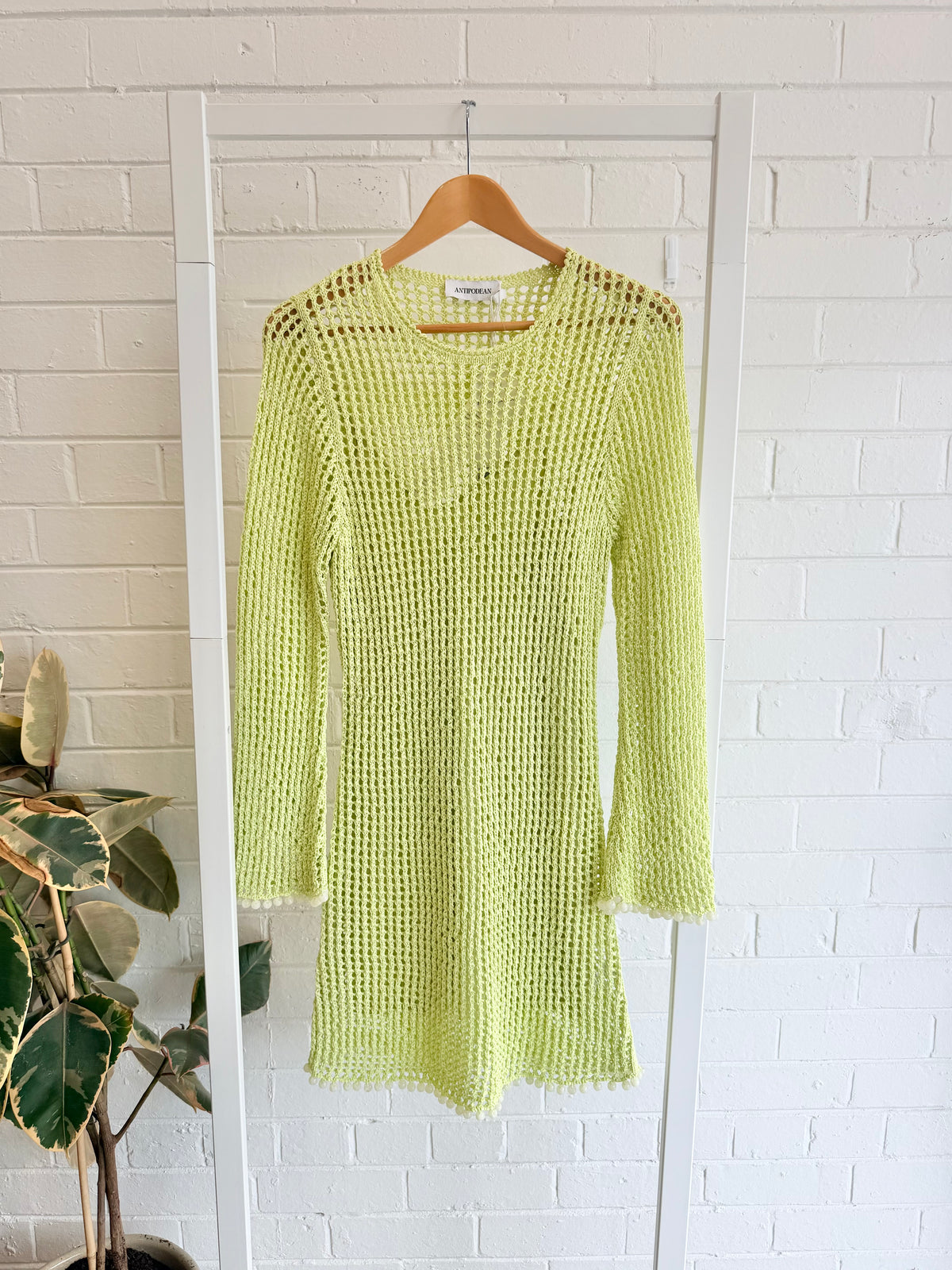 Antipodean Crochet Mini Dress in Melon - Size 8