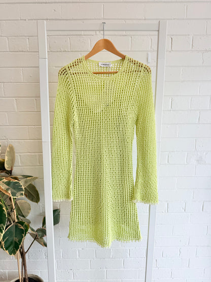 Antipodean Crochet Mini Dress in Melon - Size 8