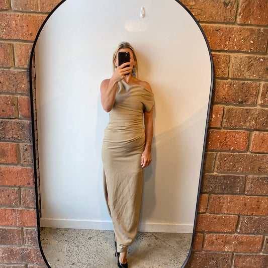 Misha Aster Gown in Taupe - Size Large