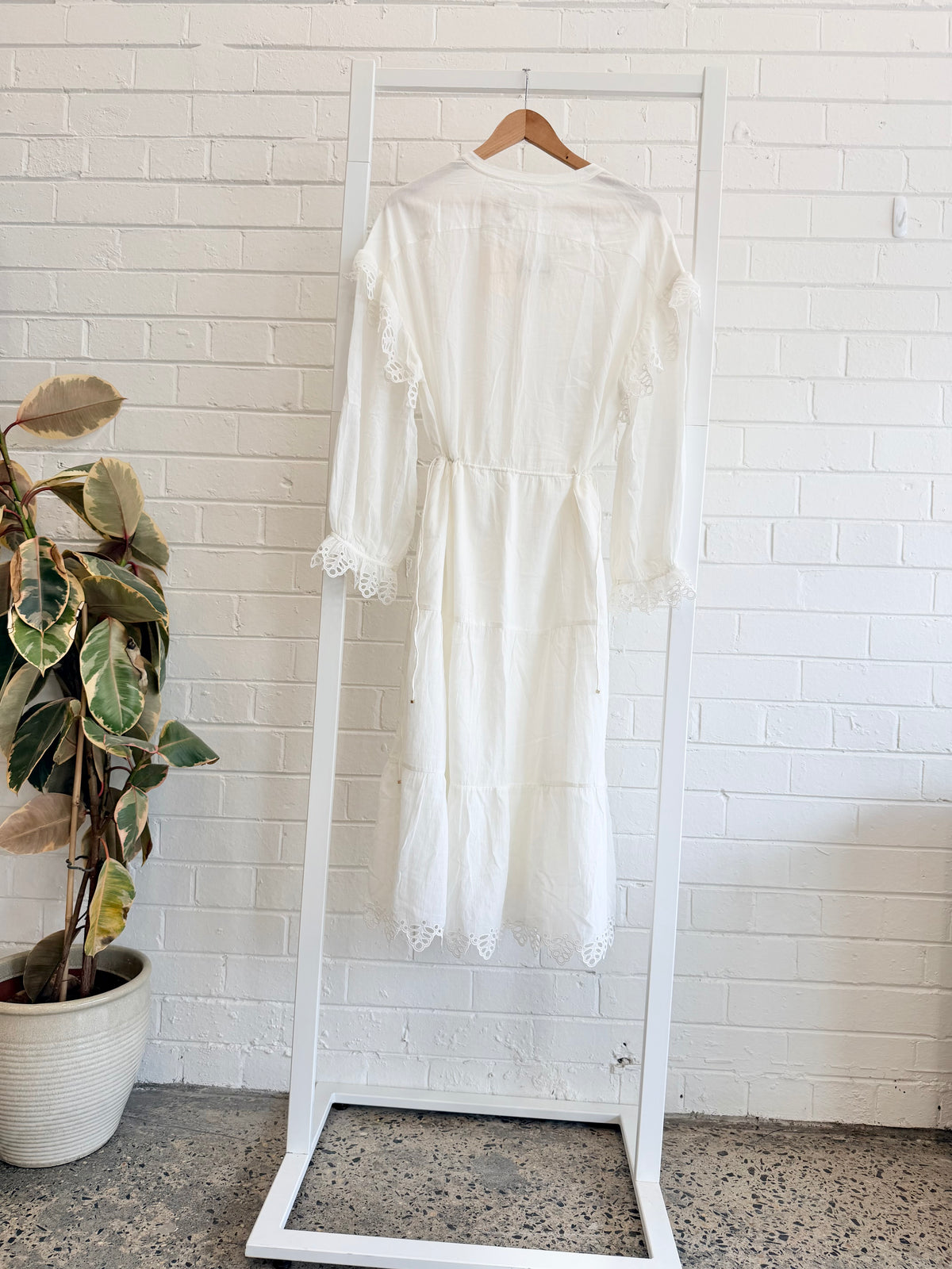 Magali Pascal White Josette Long Dress - Size L (12 - 16)