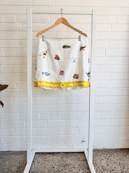 Alemais White Marlin Embroidered Shirt and Skirt Set - Size 14