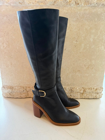 Wittner Black Leather Tall Boots - Size 37