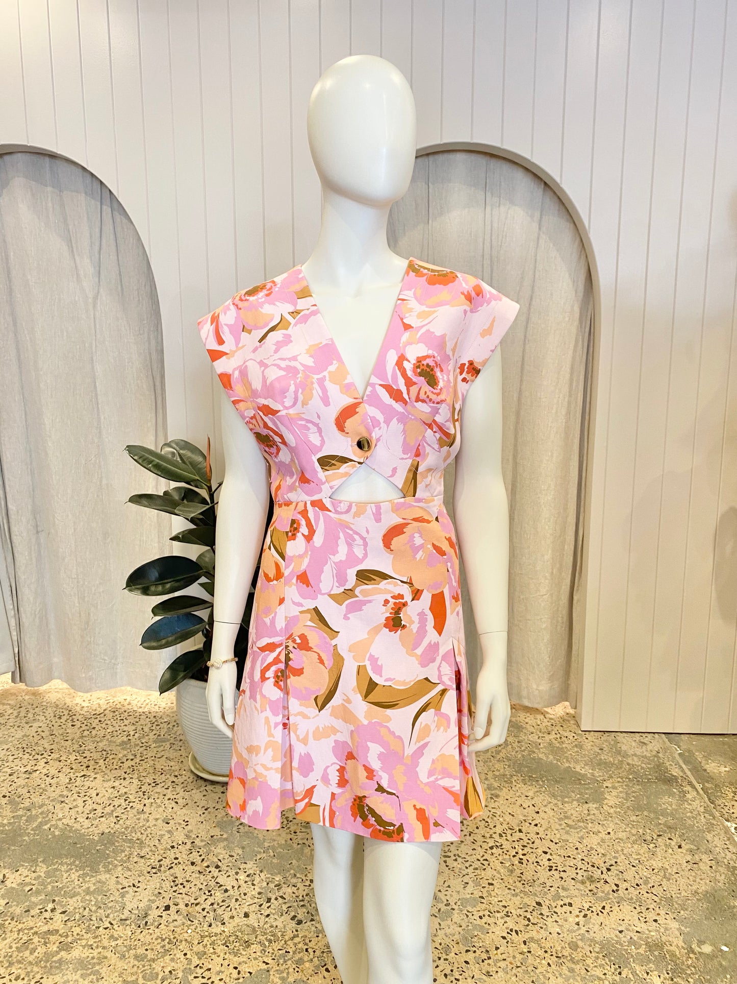 Acler Quincy Sleevleess Printed Mini Dress - Size 16