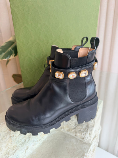 Gucci 'Trip' Embellished Chelsea Boots in Black - Size 38