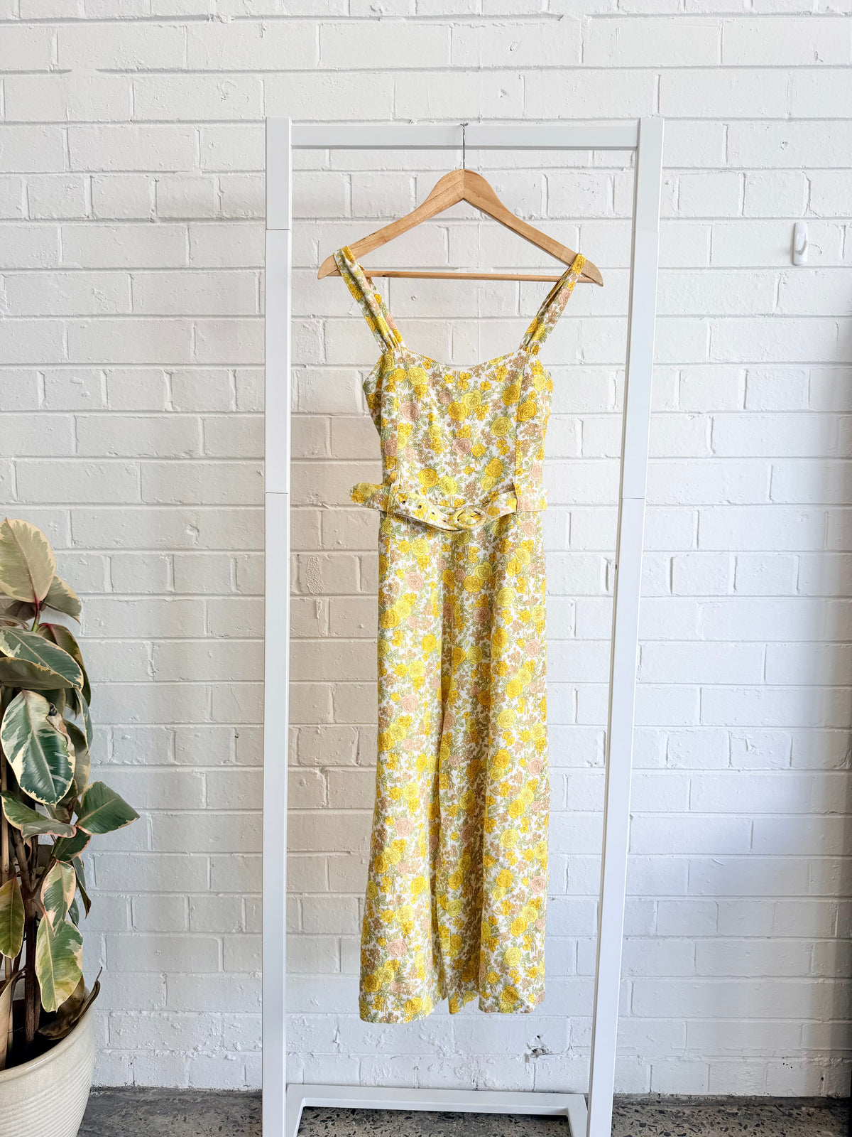 Faithful The Brand Yellow Floral Kasbah Jumpsuit - Size 0 (6)