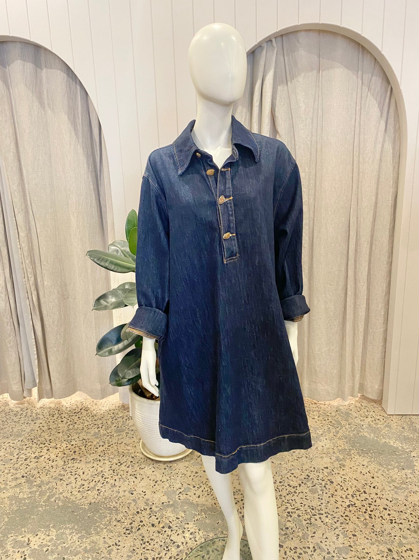 Commonry Dark Denim Midi Dress - Size 18