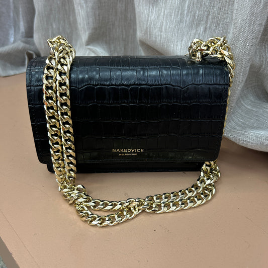 Naked Vice Shoulder Bag in Black Crocodile print