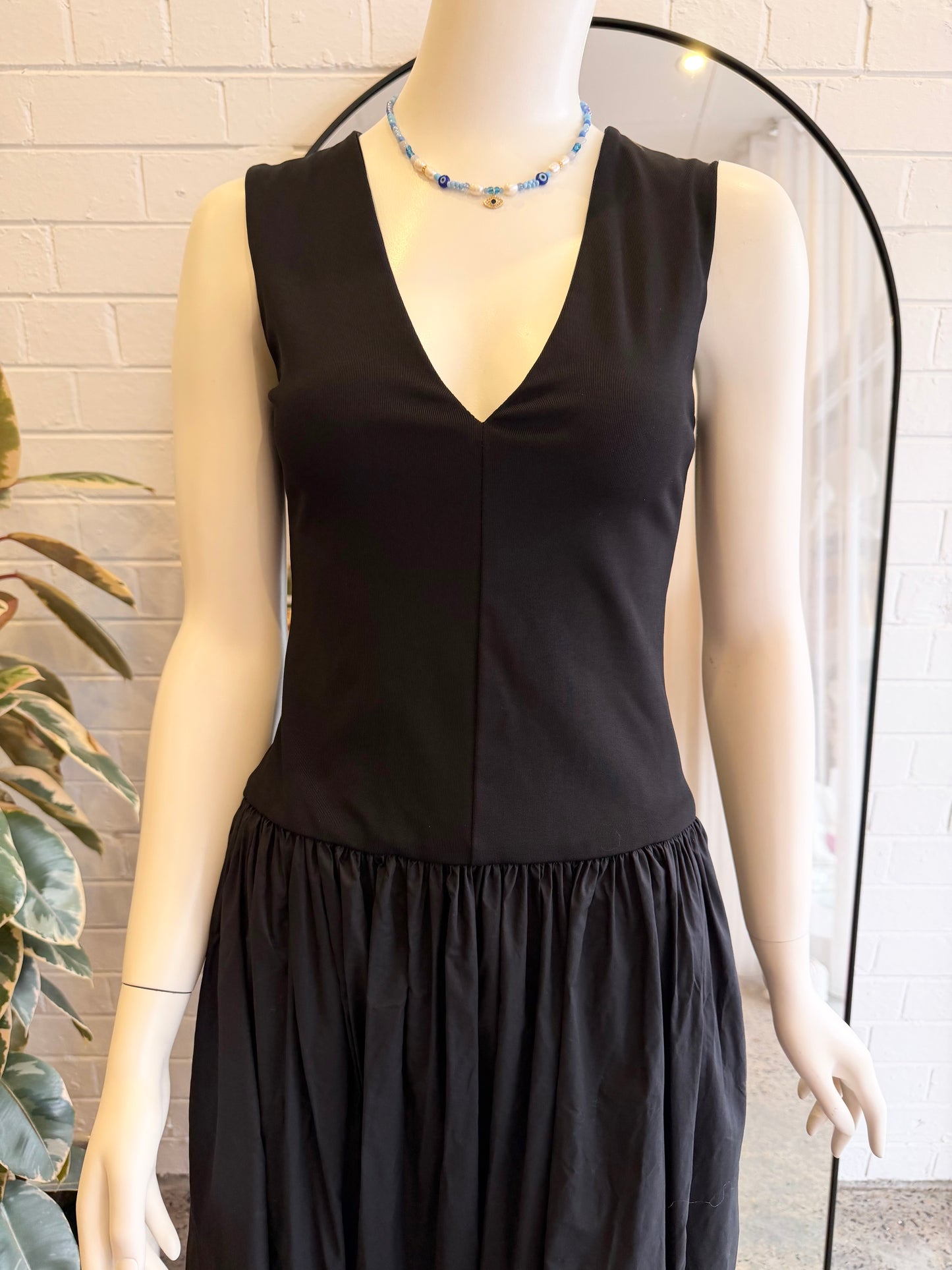 Esse Studios Black Net Sustain Stretch Knit Maxi Dress - Size 8
