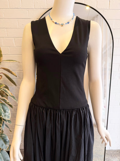 Esse Studios Black Net Sustain Stretch Knit Maxi Dress - Size 8