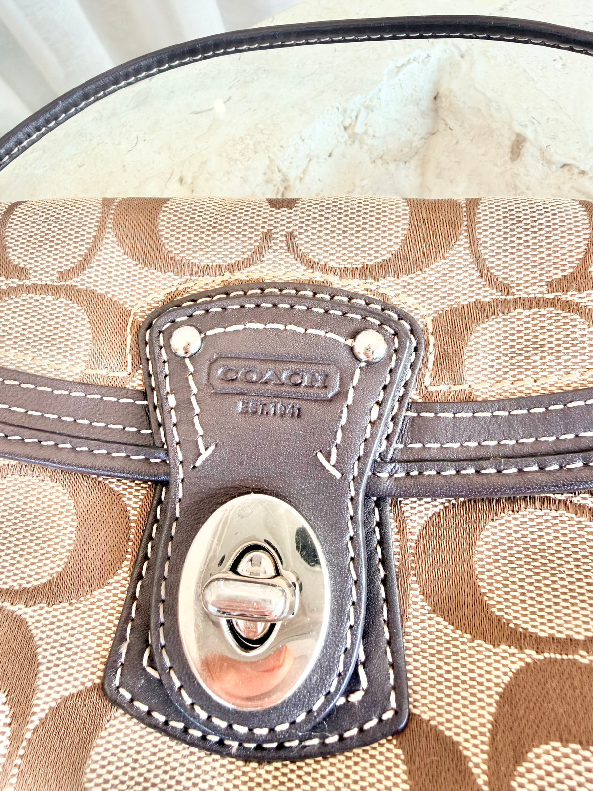 Coach Tan Monogram Wristlet
