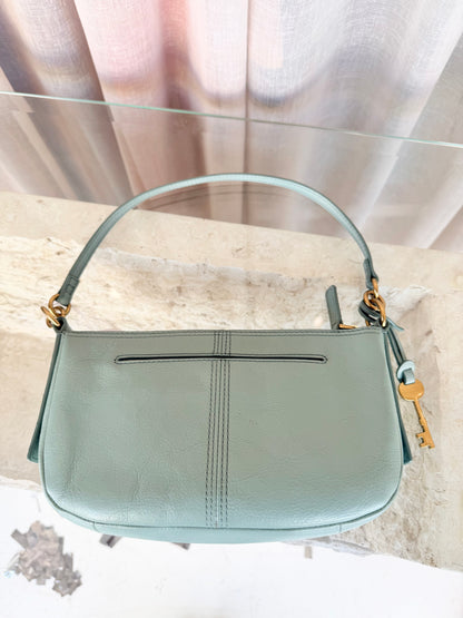 Fossil Sage Green Jolie Leather Baguette Bag