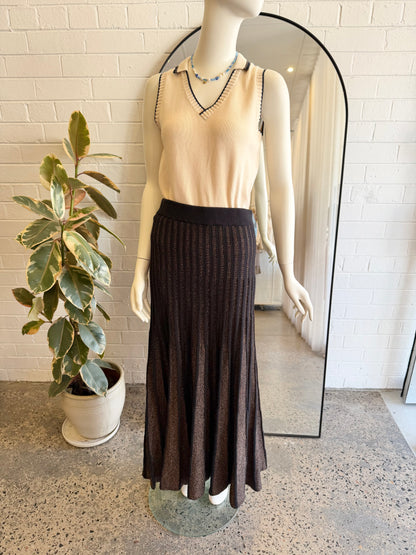 Elk Black and Copper Glittra Knit Maxi Skirt - Size XL/XXL