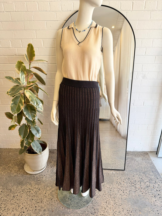 Elk Black and Copper Glittra Knit Maxi Skirt - Size XL/XXL