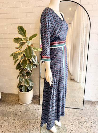 Maje Reanne Blue Printed Crepe Dress - Size 2