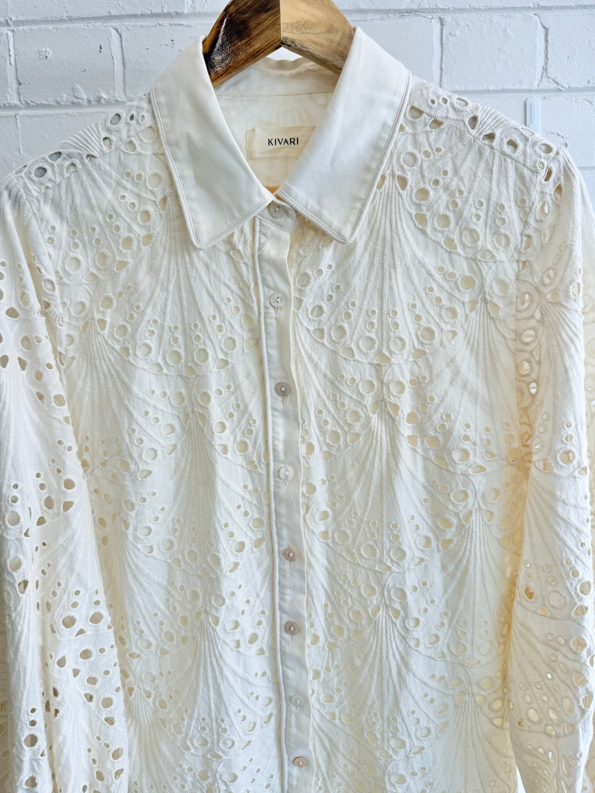 Kivari Piper Mini Shirtdress in Cream - Size 12