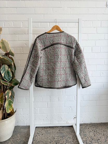 Sportscraft Checked Cotton Quilted Jacket - Size 8