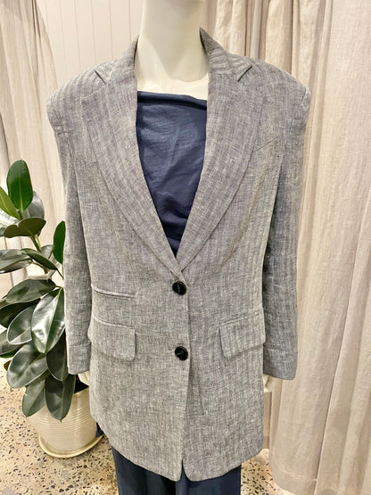 Shona Joy Ash Linen Amanda Blazer - Size 8