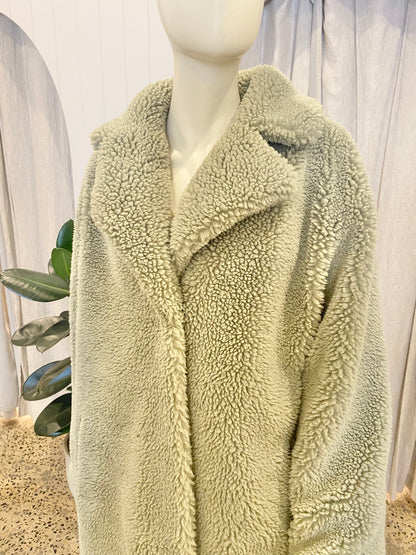 Friends with Frank 'Harriet' Teddy Coat in Sage - Size M/L (12-14)