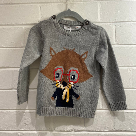 Babaluno Racoon Print Knit Jumper - Size 18-24mth