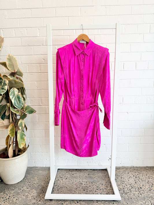 Rebecca Vallance Hot Pink Theresa Shirt Dress - Size 8