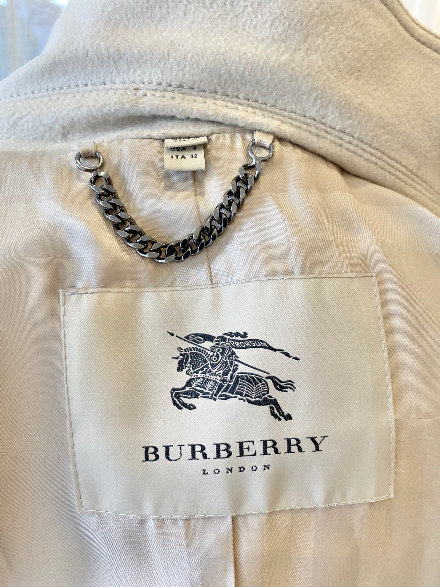 Burberry Wool Cashmere Coat - Size 42 (au 8-10)