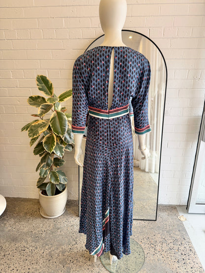 Maje Reanne Blue Printed Crepe Dress - Size 2