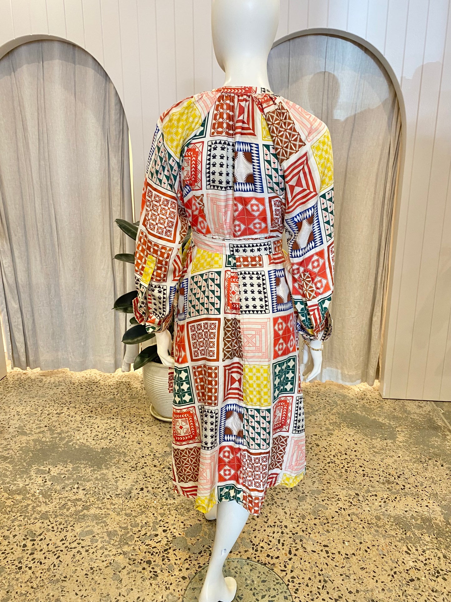 Oroton Quilt Print Midi Dress - Size 8