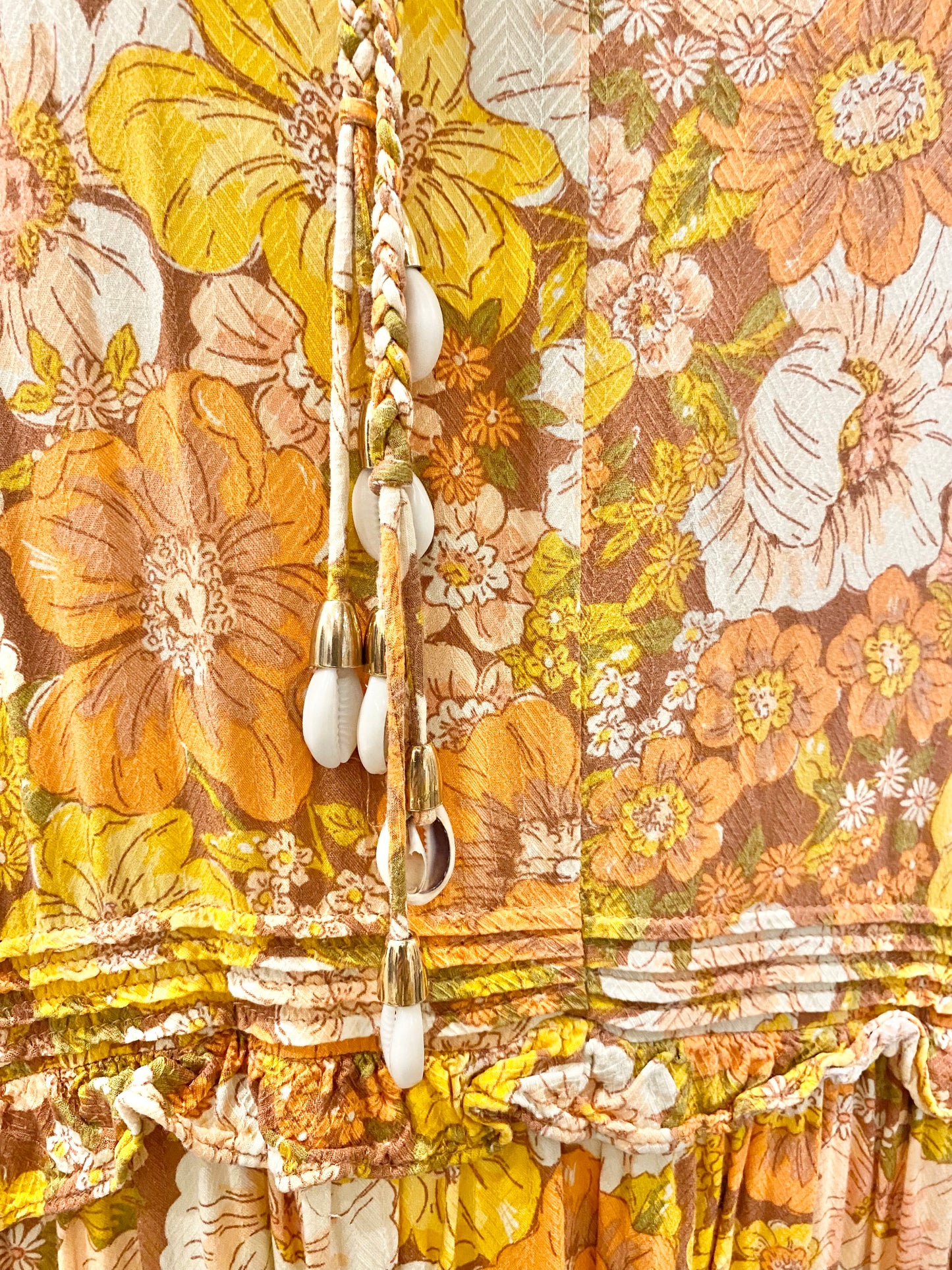 Bohemian Traders Rust Floral Midi Dress - Size M (12/14)