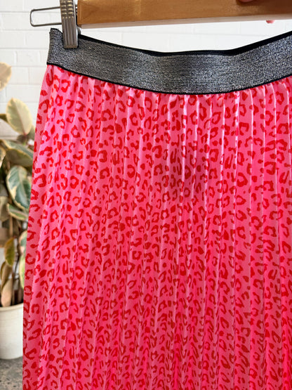 Frankies Melbourne Pink Leopard Pleated Skirt - Size 10 - 12