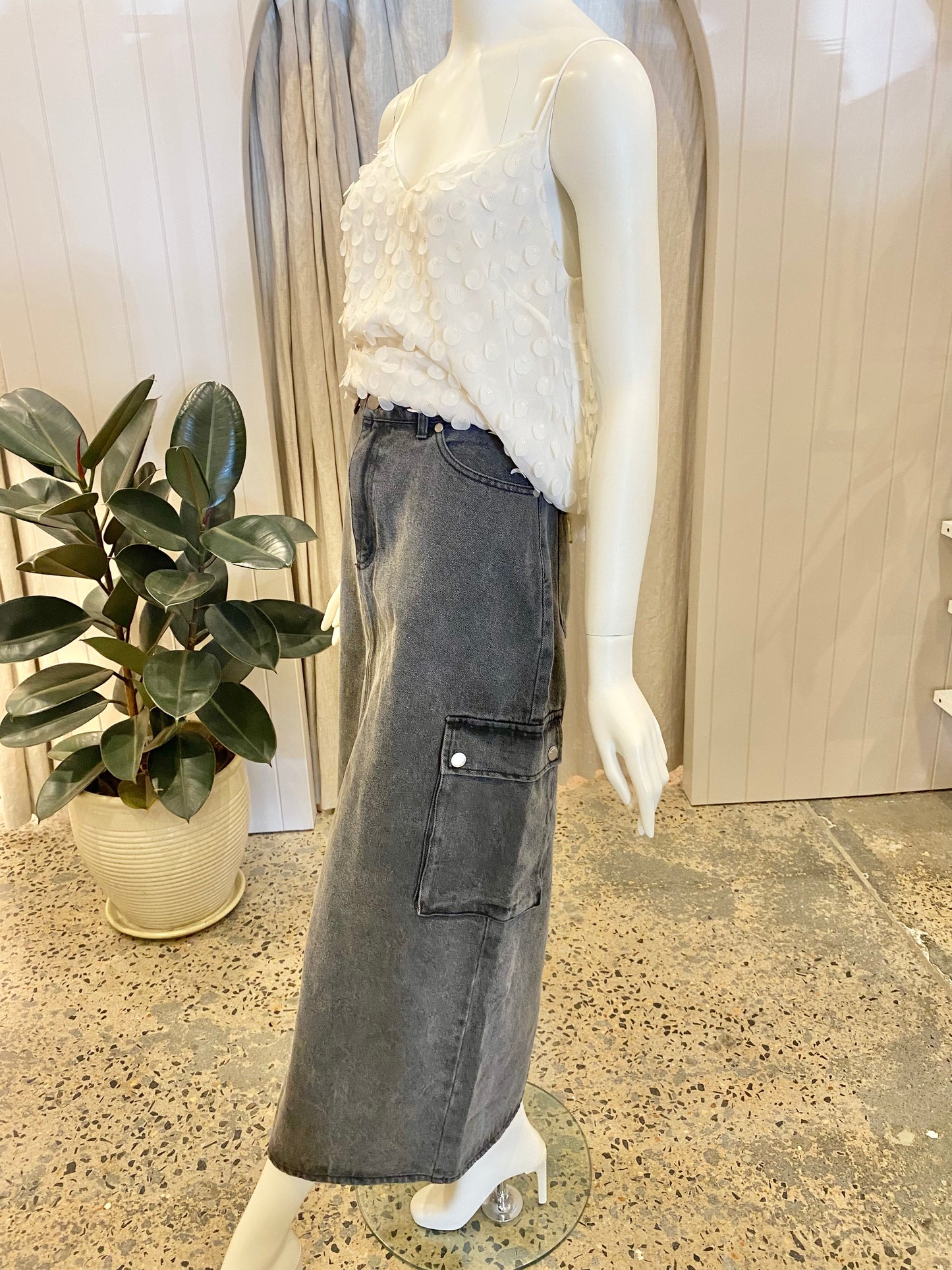 Ena Pelly Boyfriend Denim Skirt - Size 12