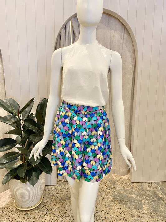 Scanlan Theodore Silk Print Shorts - Size 8