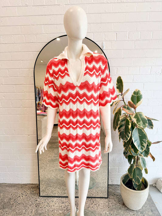 Kivari Orange Stripe Knit Leighton Mini Dress - Size 12