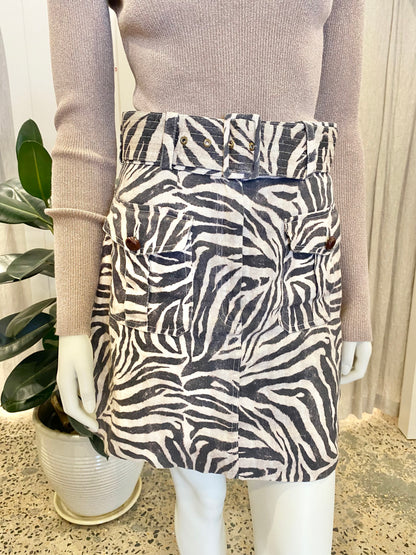 Zimmermann Zeba Print Linen Mini Skirt - Size 1 (8/10)