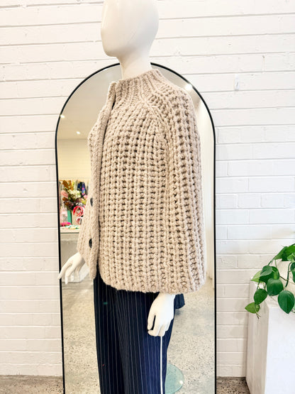Scanlan Theodore Beige Chunky Wool Cape - Size M (10)