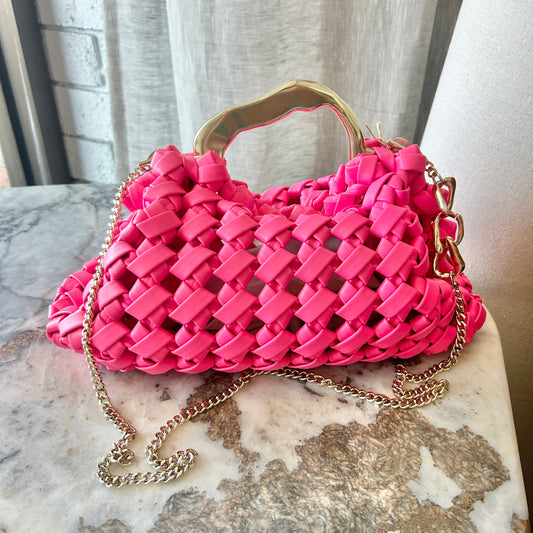 AJE Weave Bag in Hot Pink