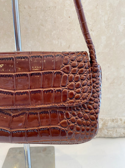 Brie Leon Brown Faux Croc Camille Bag