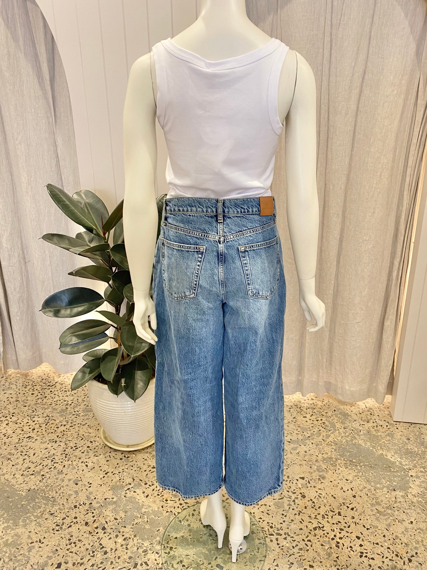 Anine Bing Dark Wash Denim Wide Leg Jeans - Size 29