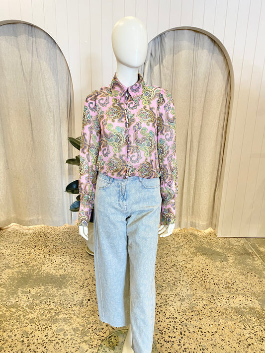 Scanlan Theodore Paisley Print Blouse - Size 8