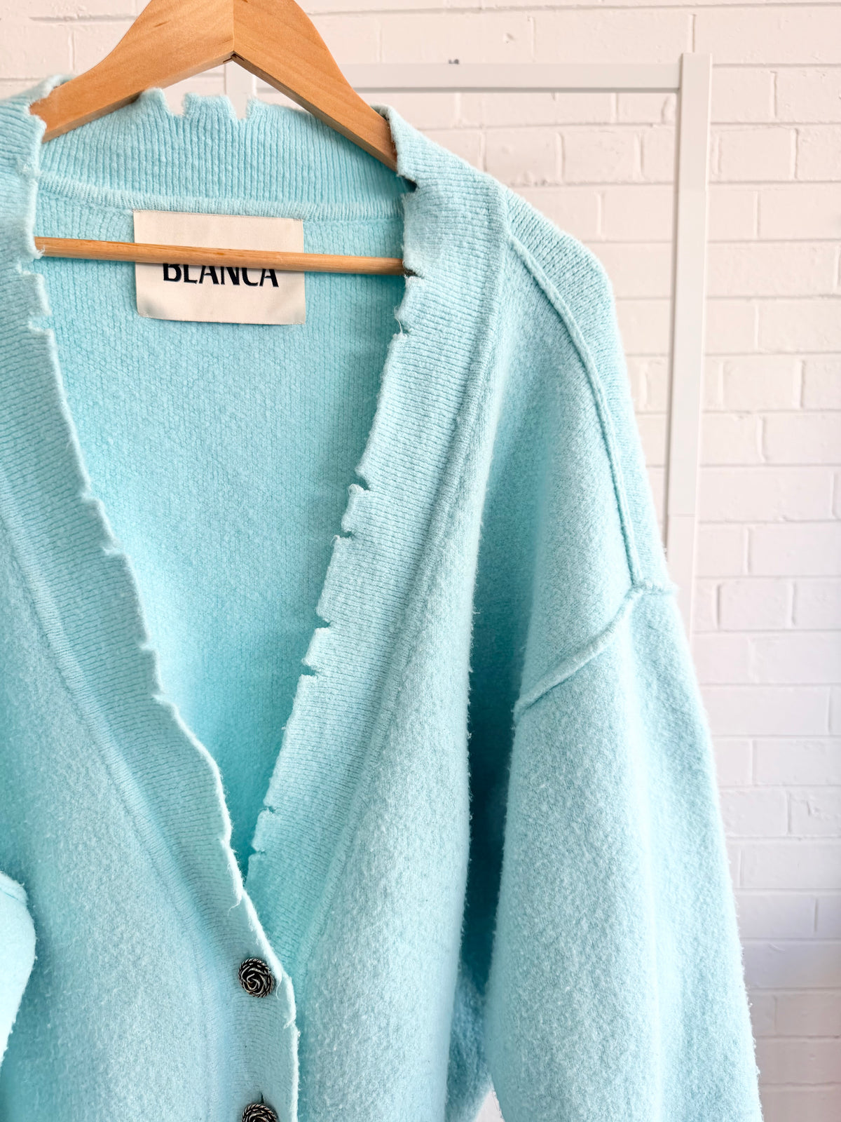 BLANCA Oversized Pepa Cardigan in Turquoise - Size Small (10-14)
