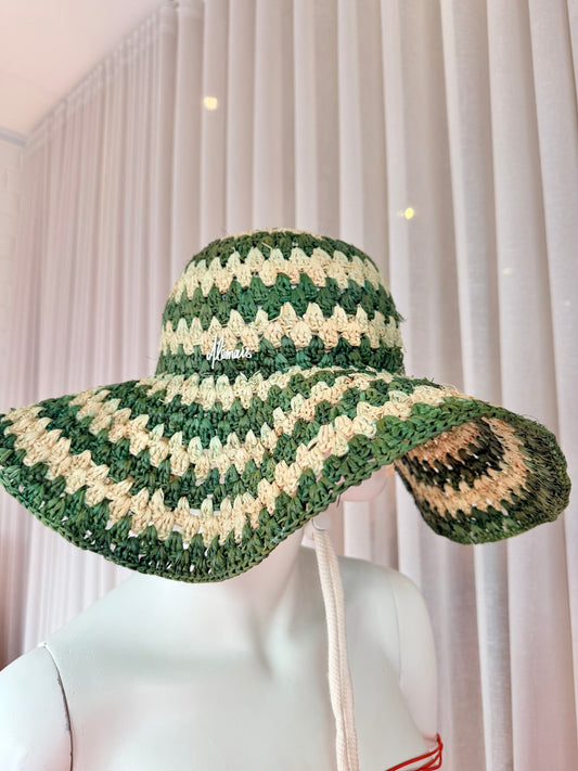 Alemais Poppy Striped Crochet Raffia Sun Hat