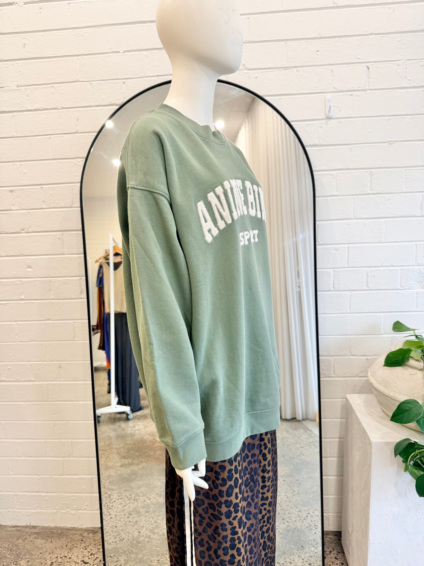 Anine Bing Sage Green Tyler Sweatshirt - Size M (12 - 14)