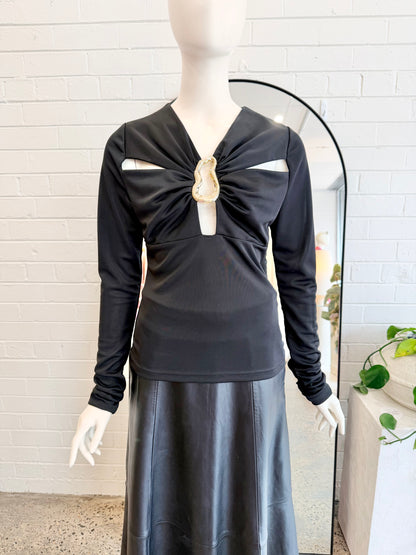Rebecca Vallance Black Mischa Cutout Clasp Top - Size 12 - Pre-Loved Geelong