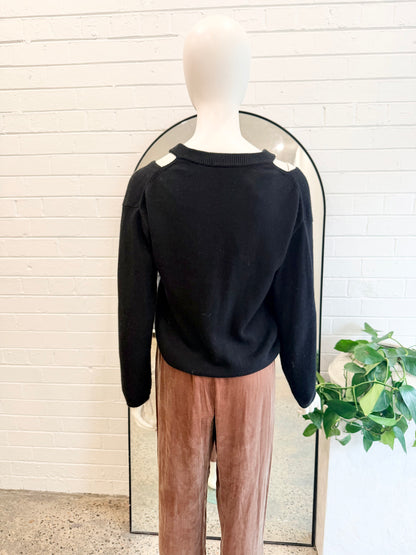 Country Road Black Cut Out Rib Knit - Size XXS