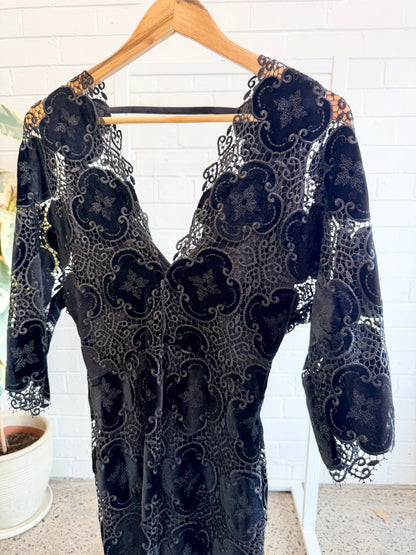 Bec and Bridge Black Lace Mini Dress - Size 8