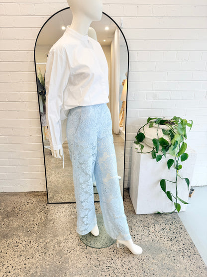 Scanlan Theodore 'Guipure' Lace Pants in Light Blue - Size 8